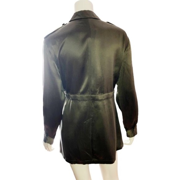 Relative Pi 100% Silk Utility Shirt Jacket in Olive Green | Size L | $395 MSRP - Picture 10 of 15